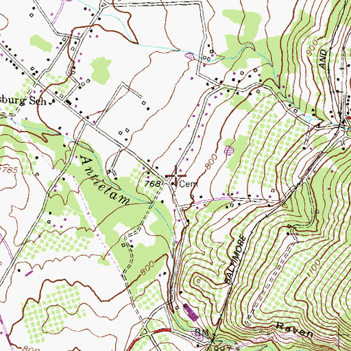 Topographic Map of Saint Pauls Graveyard, MD