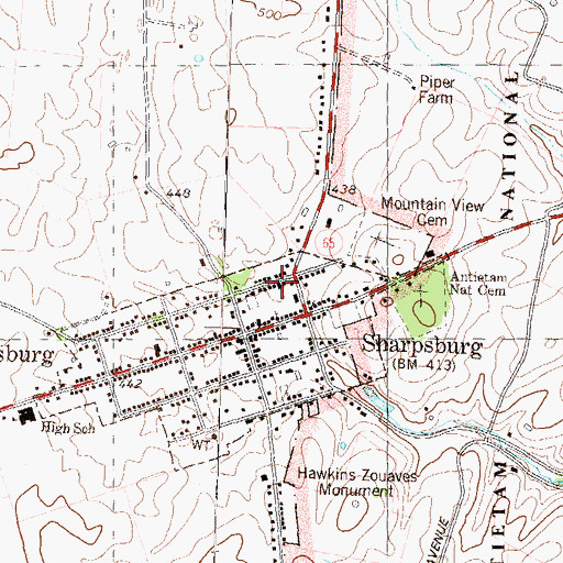 Topographic Map of Sharpsburg Post Office, MD