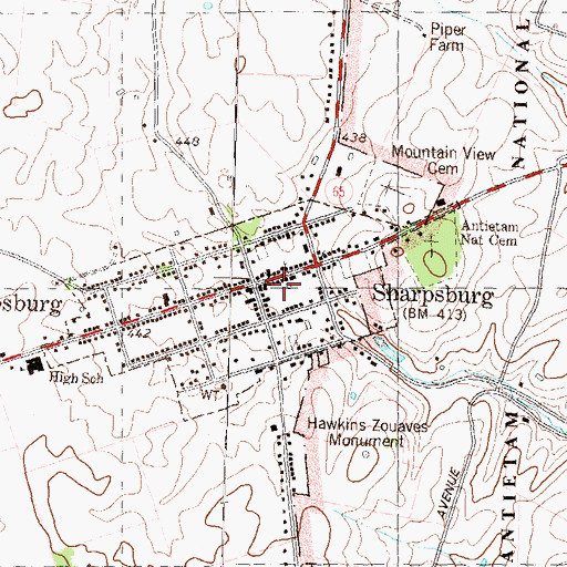 Topographic Map of Sharpsburg Public Library, MD