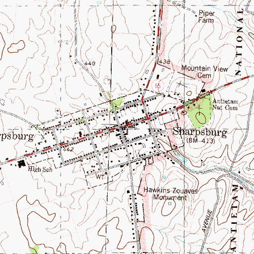 Topographic Map of Sharpsburg Town Hall, MD
