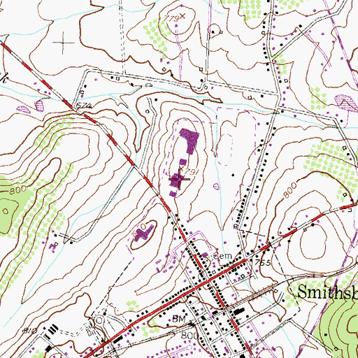 Topographic Map of Smithsburg High School, MD