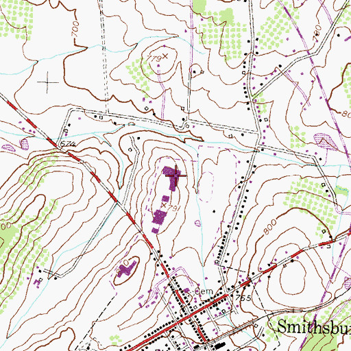 Topographic Map of Smithsburg Middle School, MD