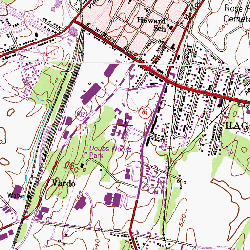 Topographic Map of South Hagerstown High School, MD