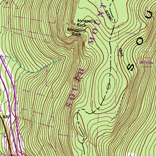 Topographic Map of South Mountain Natural Environmental Area, MD