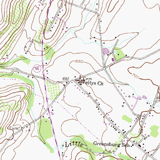 Topographic Map of Welty Cemetery, MD