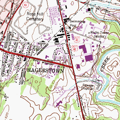 Topographic Map of Woodcrest Village, MD