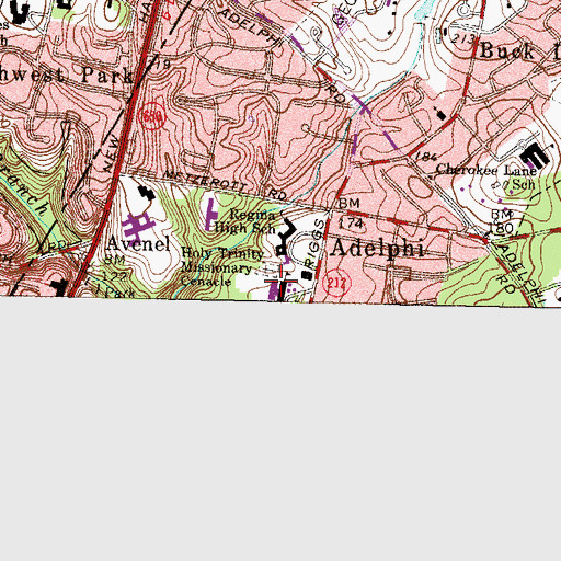 Topographic Map of Adelphi Elementary School, MD