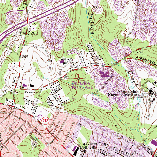 Topographic Map of Beltsville North Park, MD