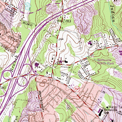 Topographic Map of Beltsville Seventh Day Adventist Church, MD