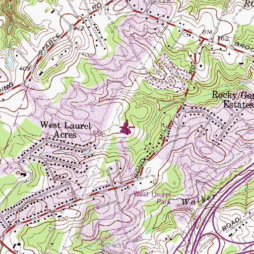 Topographic Map of Bond Mill Elementary School, MD