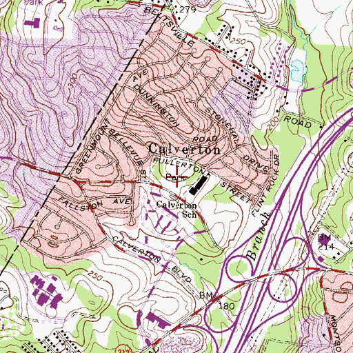 Topographic Map of Calverton Park, MD