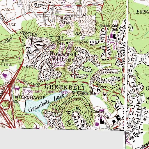 Topographic Map of Greenbelt Baptist Church, MD