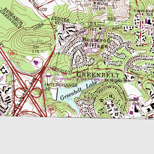 Topographic Map of Greenbelt Lake Park, MD