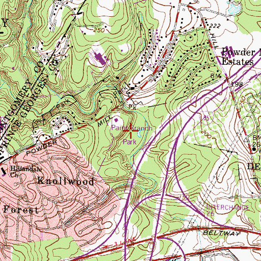 Topographic Map of Powder Mill Community Park, MD