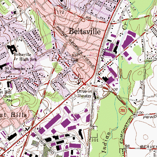 Topographic Map of Saint Johns Cemetery, MD