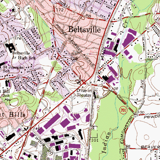 Topographic Map of Saint Johns Episcopal Church, MD