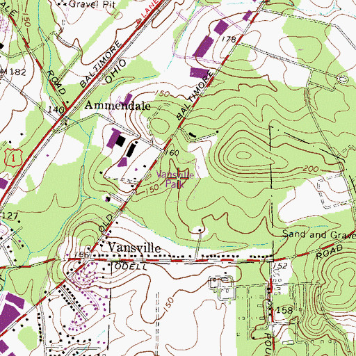 Topographic Map of Vansville Park, MD