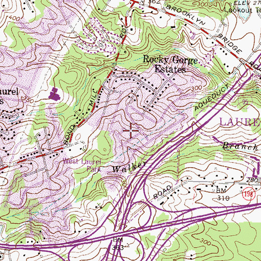 Topographic Map of Walker Hill, MD