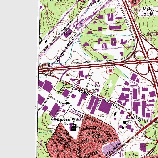 Topographic Map of Ardwick Industrial Center, MD