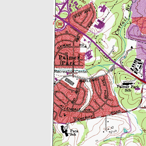 Topographic Map of Barlowe Road Park, MD