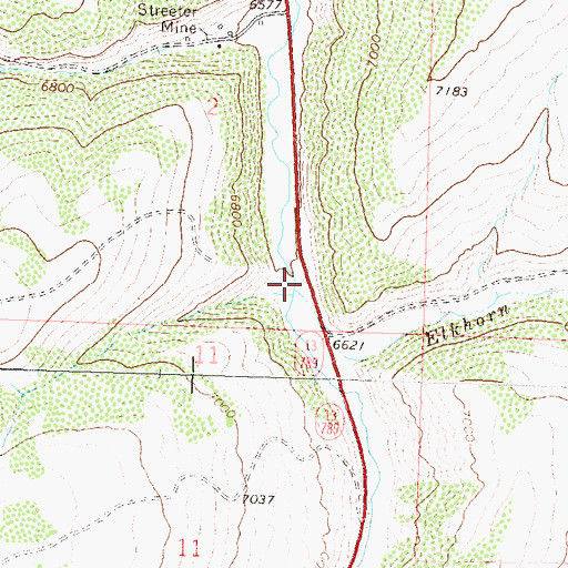 Topographic Map of Elkhorn Creek, CO