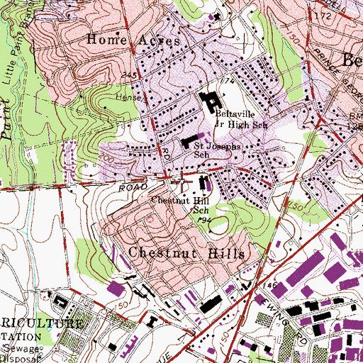 Topographic Map of Beltsville Branch Prince George's County Memorial Library, MD