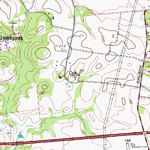 Topographic Map of Bowie Cemetery, MD