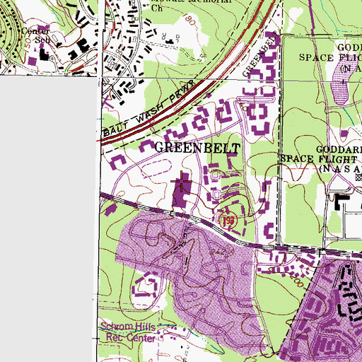 Topographic Map of Eleanor Roosevelt High School, MD