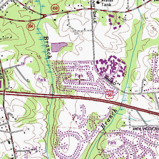 Topographic Map of Glenn Dale Recreation Center, MD