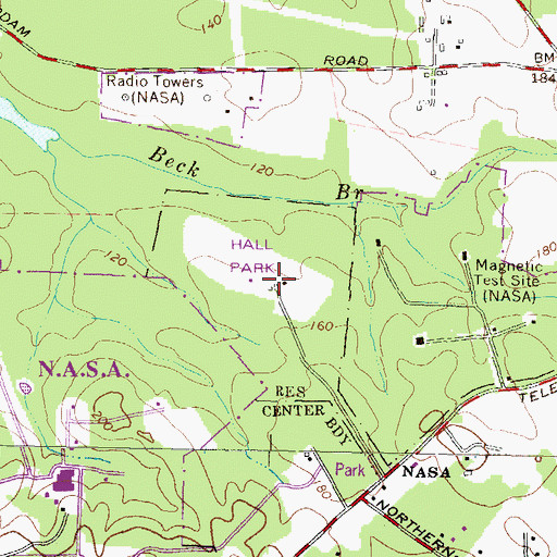Topographic Map of Hall Park, MD