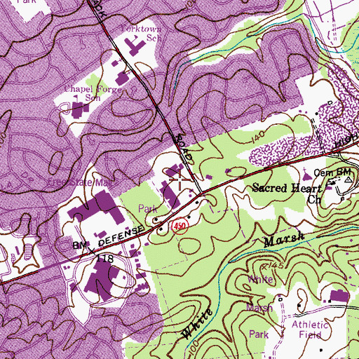 Topographic Map of Hill Top Plaza Shopping Center, MD