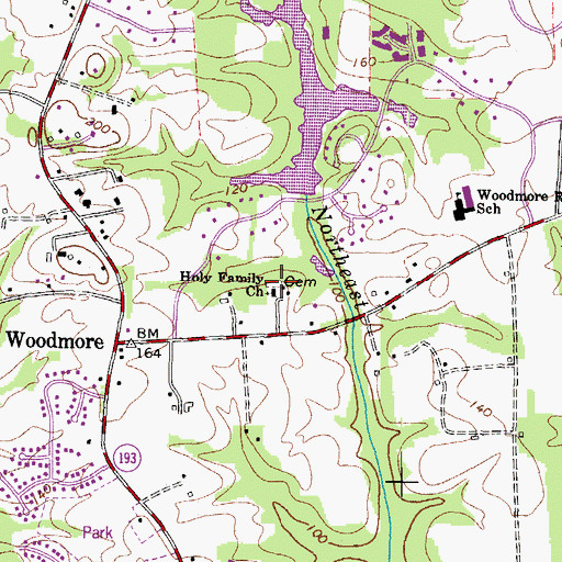 Topographic Map of Holy Family Cemetery, MD