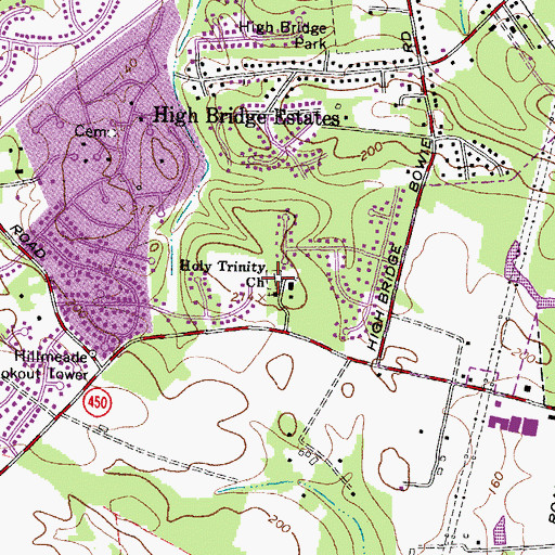 Topographic Map of Holy Trinity Cemetery, MD
