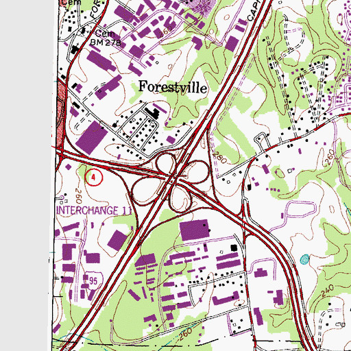 Topographic Map of Interchange 11, MD