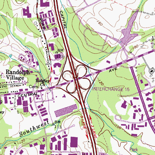 Topographic Map of Interchange 15, MD