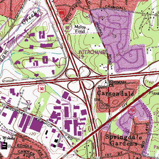 Topographic Map of Interchange 19, MD