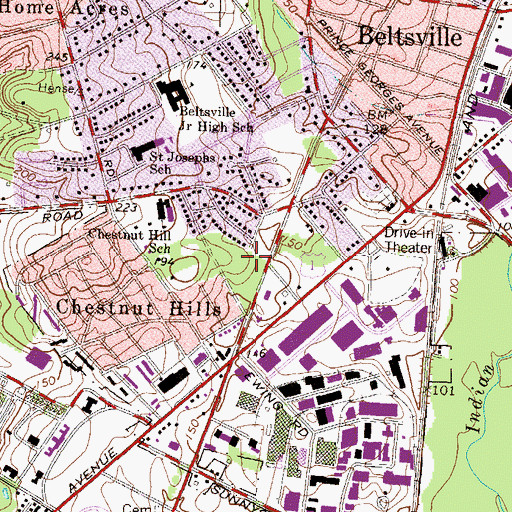 Topographic Map of Island Plaza Shopping Center, MD