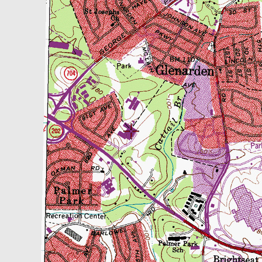 Topographic Map of Kenmoor Middle School, MD