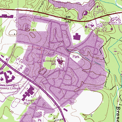 Topographic Map of Kettering Elementary School, MD