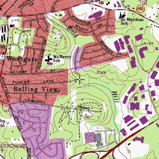 Topographic Map of Lanham Forest Recreation Center, MD