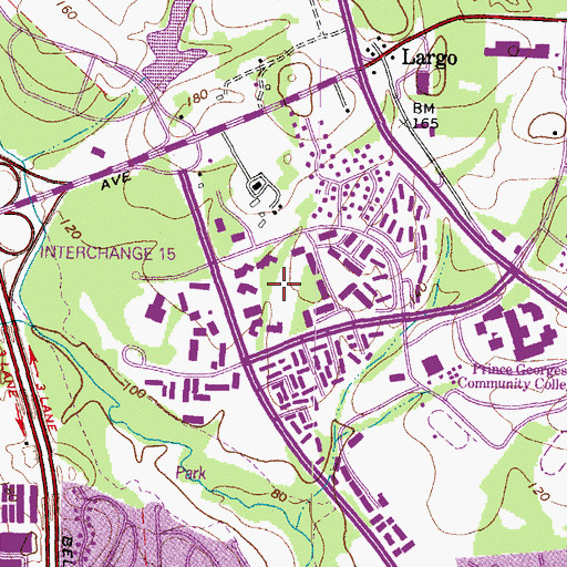 Topographic Map of Largo-Northampton Urban Center, MD