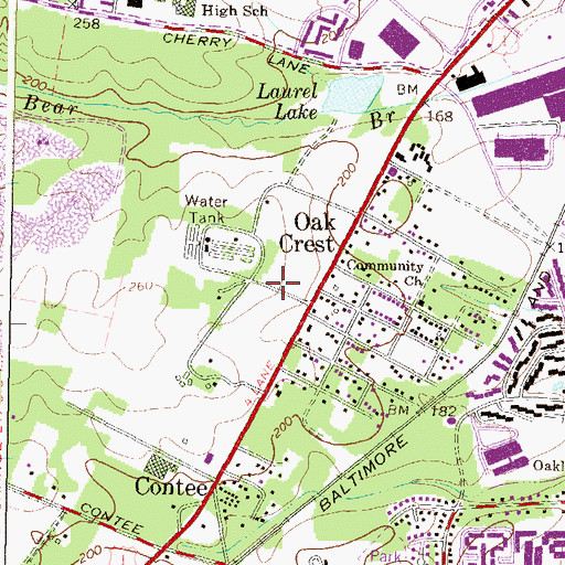 Topographic Map of Laurel Lakes Shopping Center, MD