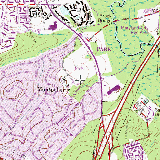 Topographic Map of Montpelier Cultural Arts Center, MD