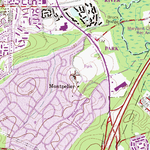Topographic Map of Montpelier Mansion, MD