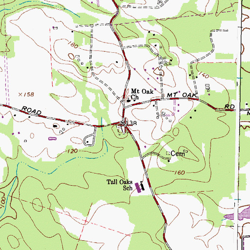 Topographic Map of Mount Oak Cemetery, MD