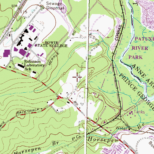 Topographic Map of Patuxent Riding, MD
