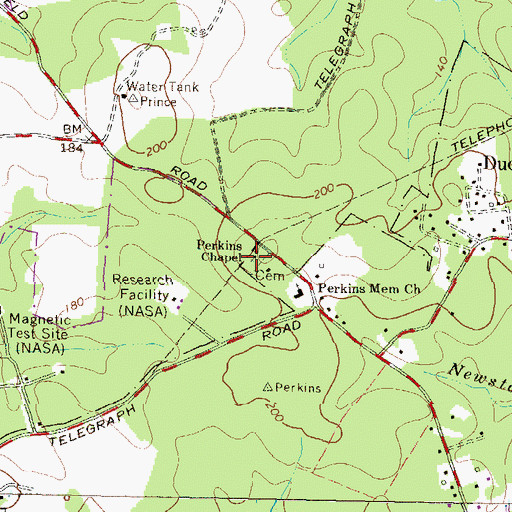 Topographic Map of Perkins Cemetery, MD