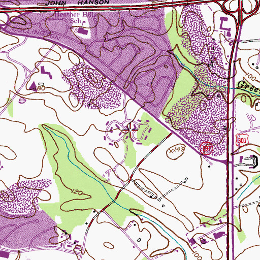 Topographic Map of Pin Oak Village, MD