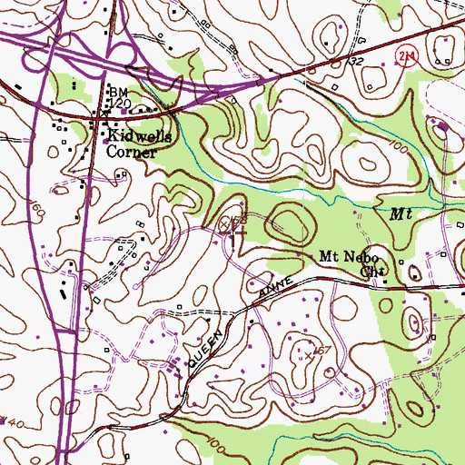 Topographic Map of Queen Anne Knolls, MD
