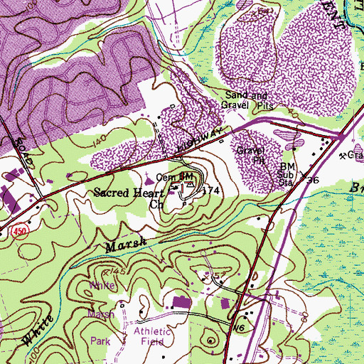Topographic Map of Sacred Heart Cemetery, MD